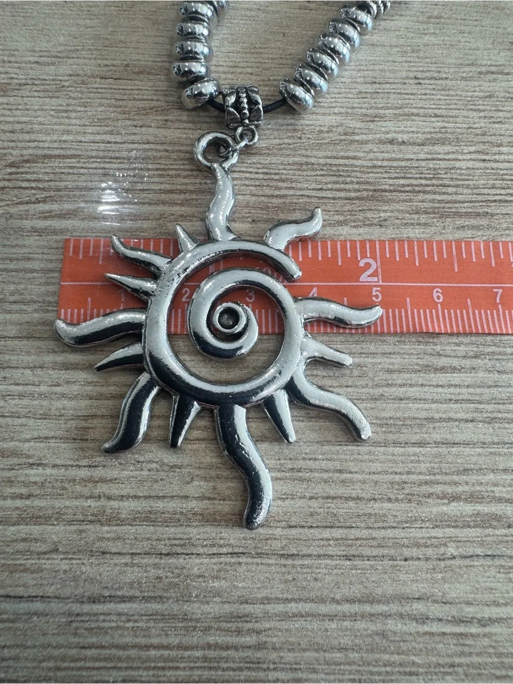 Silver Sunburst Pendant Necklace and Earring Set -